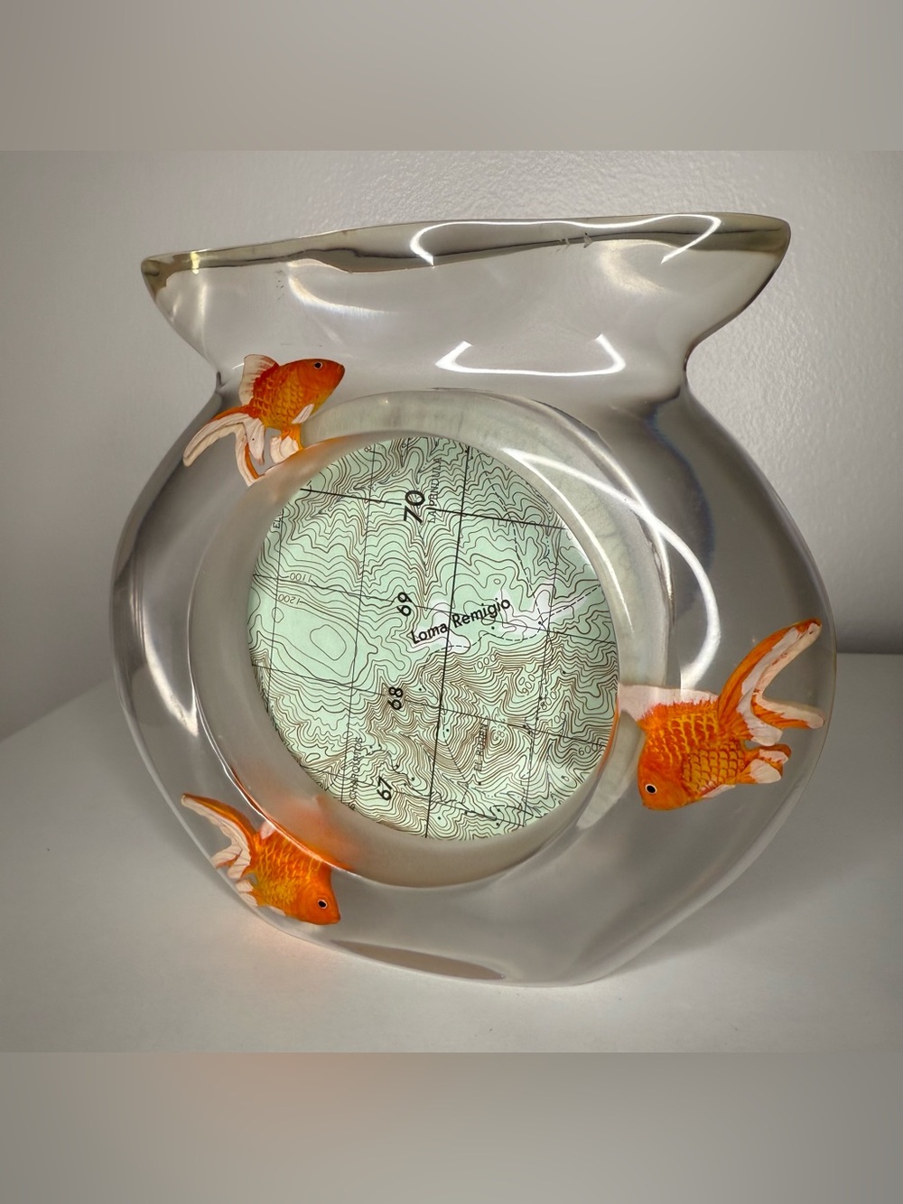 Gold Fish Bowl Photo Picture Frame Vintage Y2K Round Clear Acrylic Novelty Kohls